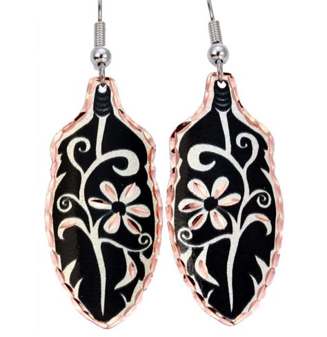 Teardrop Native American Earrings, Color Copper Native Earrings