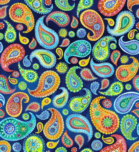 Bright Paisley Fabric By Half Yard Paisley Cotton Bright Quilting