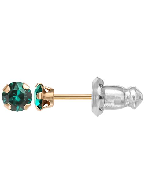 Brilliance Fine Jewelry Girl’s 14K Yellow Gold May Crystal Stud Earrings