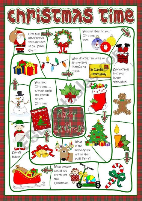 Christmas Time Board Game Esl Worksheet By Mada