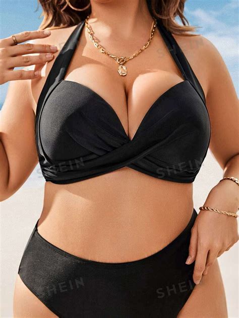 Shein Swim Curve Top Bikini Girante Delantero Push Up Moda De Mujer