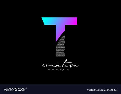 Purple t letter logo design with creative Vector Image