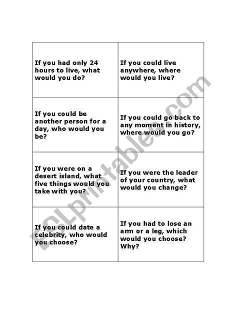 Unreal Conditionals Speaking Cards Worksheet Free Esl