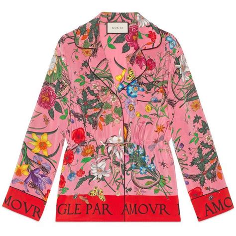 Gucci Flora Snake Silk Shirt Liked On Polyvore Featuring Tops