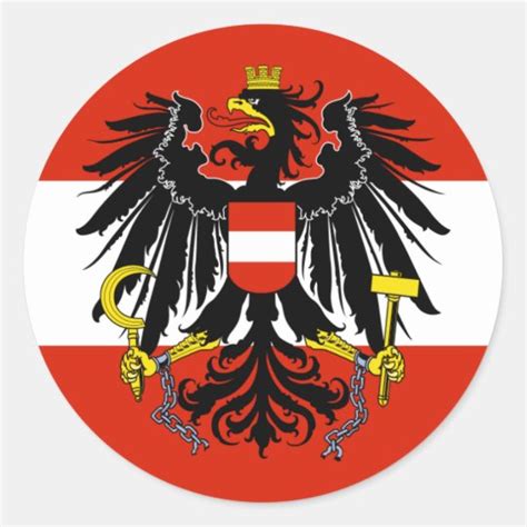 Flag Of Austria With Coat Of Arms Classic Round Sticker Uk