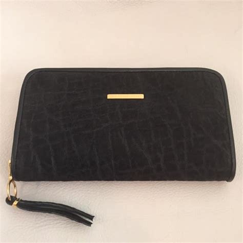 Large Zipper Wallet in Dark Black Elephant Suede Leather - Bill Wall ...