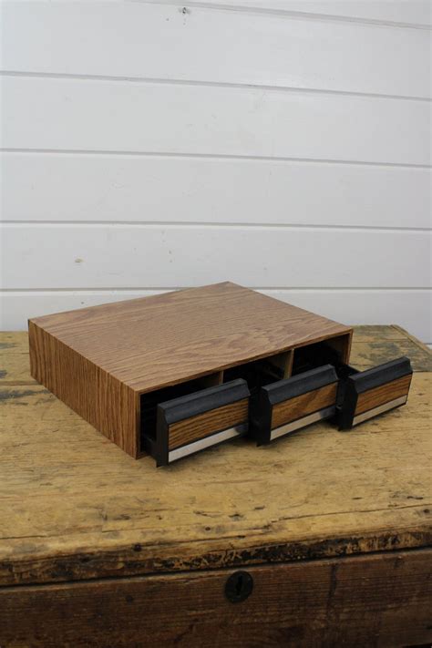 Vintage Faux Wood Cassette Tape Holder Three 3 Pull Out Etsy Cassette Tape Holder Faux Wood