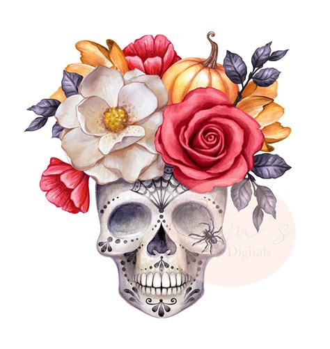 Day Of The Dead Clipart Sugar Skull Dia De Los Muertos Etsy