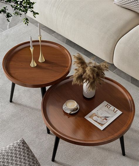 Iksii 2 Piece Set Modern Round Coffee Tables For Living Roomeasy Assembly Nesting