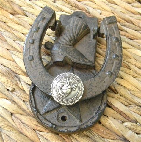 Us Marine Corps Doorknocker Cast Iron Usmc Lucky Star Horseshoe