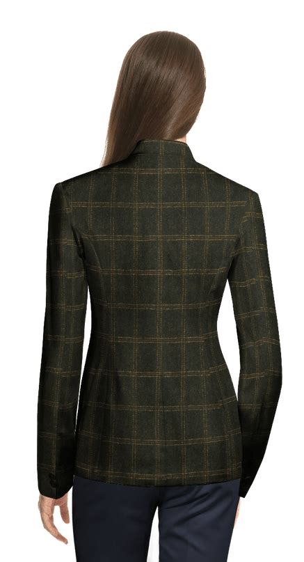 Green Plaid Tweed Jacket With Peak Lapels Sumissura