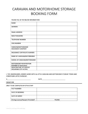 Fillable Online Caravan Booking Form With T C S Docx Fax Email