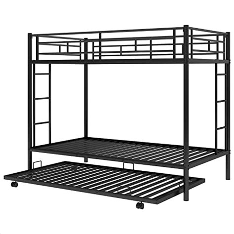 Twin Over Twin Metal Bunk Bed with Trundle - GoTinySpace