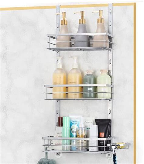 Over The Door Shower Caddy Adjustable Hanging Shower Shelf Rack Soap