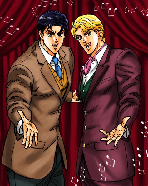 Safebooru 2boys Blonde Hair Blue Hair Curtains Dio Brando Formal Jojo No Kimyou Na Bouken