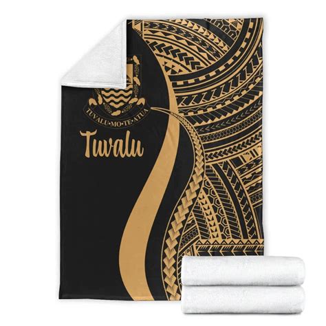 Tuvalu Premium Blanket Gold Polynesian Tentacle Tribal Pattern