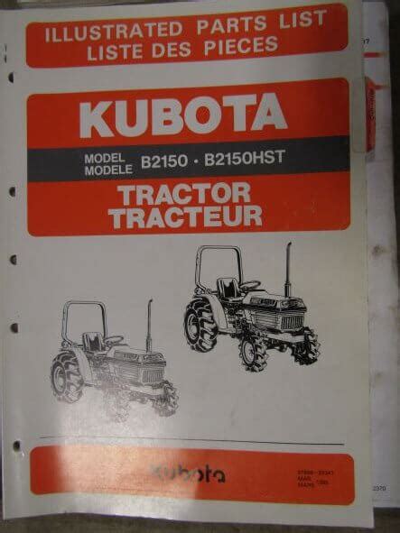 Kubota Model B2150 B2150HST Tractor Illustrated Parts List And Parts