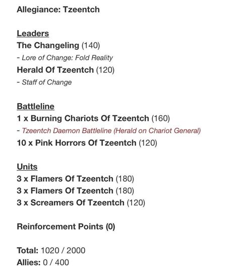 Daemons of Tzeentch Army list : ageofsigmar