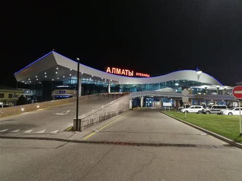 Almaty International Airport Editorial Stock Image - Image of aviation, nightshot: 144001624