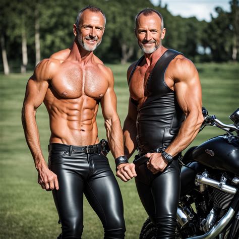 Two Sexy Salt And Pepper Dads Muscular Macho Gay German Leat By