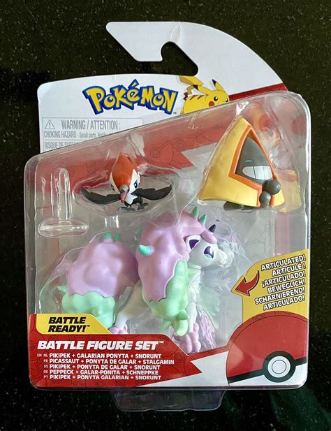 Pokemon Battle Figure Set Pikpek Galarian Ponyta Snorunt Brand New