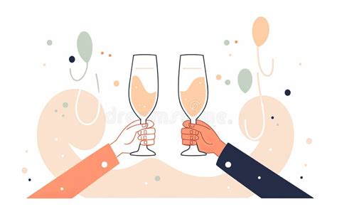 Hands Clinking Champagne Glasses Celebration Toast Stock Illustration Illustration Of Graphic