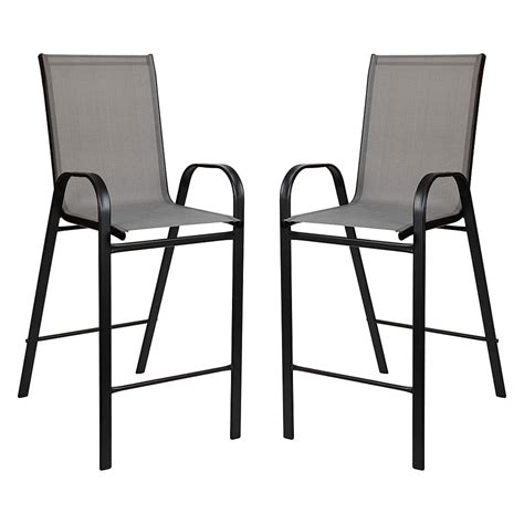 Alamont Home Brazos Modern Fabric Patio Barstool Set Of Gray Jj