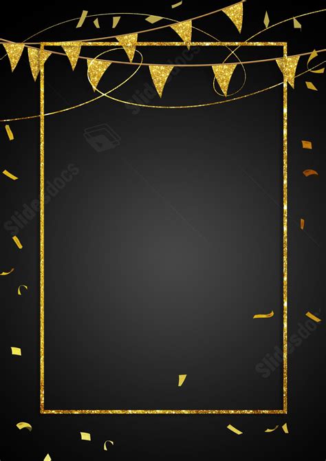 Black And Gold Birthday Bash Page Border Background Word Template And