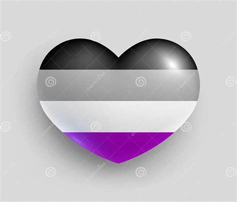 Asexual Pride Flag Of Heart Shape Glossy Badge Stock Vector