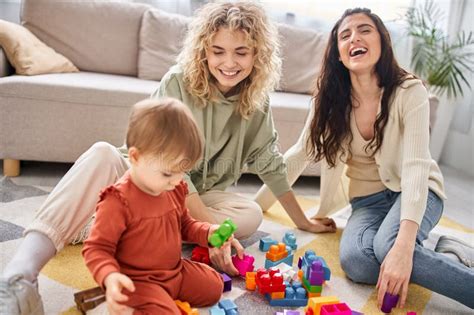 Cheerful Beautiful Lesbian Couple Playing With Stock Image Image Of Together Cheer