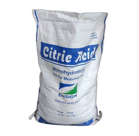 25kg Monohydrate Citric Acid For Food And Beverage Industry Packaging