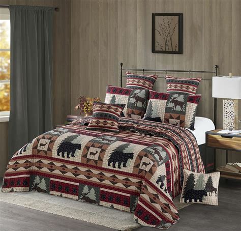 Amazon Virah Bella 3 Piece King Lodge Quilt Bedding Set Wildlife