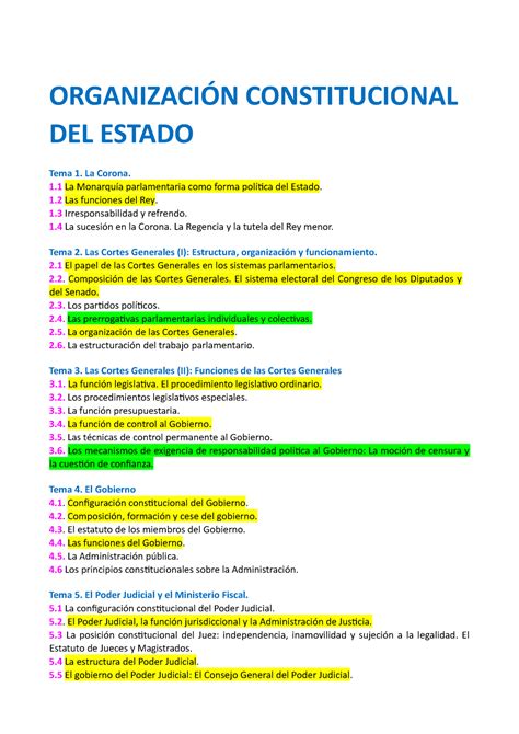 Organizacion Constitucional Del Estado Organizaci N Constitucional