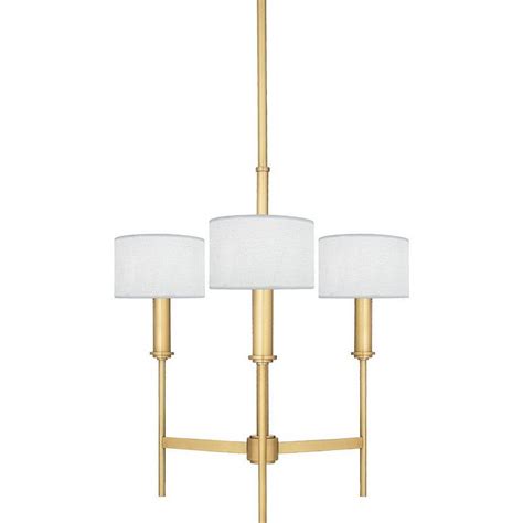 This Fabulous Chandelier Has A Natural Brass Finish And Off White Linen