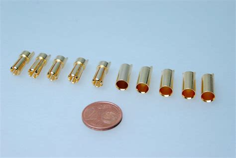 5x Paar 5 5mm Goldstecker für Turnigy Zippy LiPo 100A Kabel