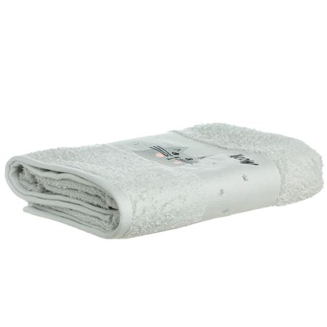Полотенце детское, 70х120 см, хлопок, светло-серое, Кот, Grey cat ...