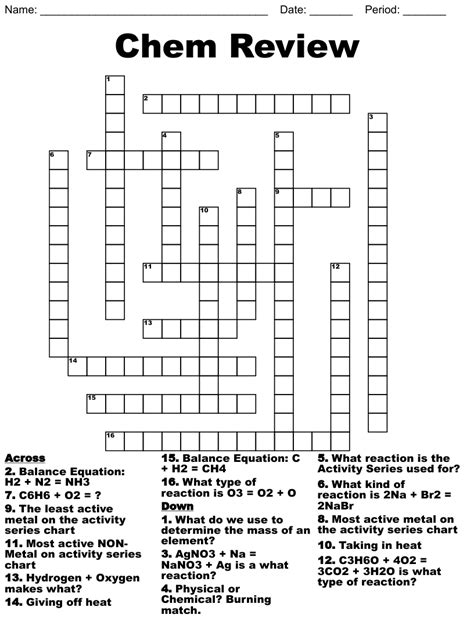 Chem Review Crossword WordMint