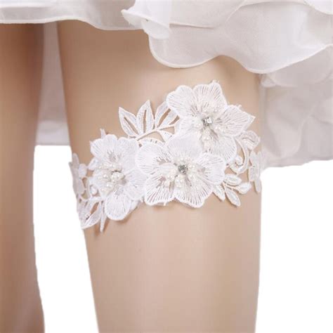 1pc Wedding Garter Rhinestone Embroidery Flower Be Grandado