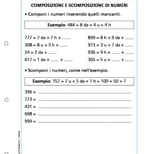 Composizione E Scomposizione Di Numeri Composizione E Scomposizione