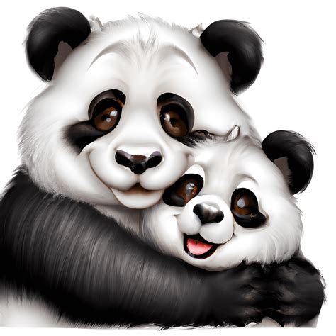 Cute And Fluffy Mother And Baby Panda Bear Hugging Childrens