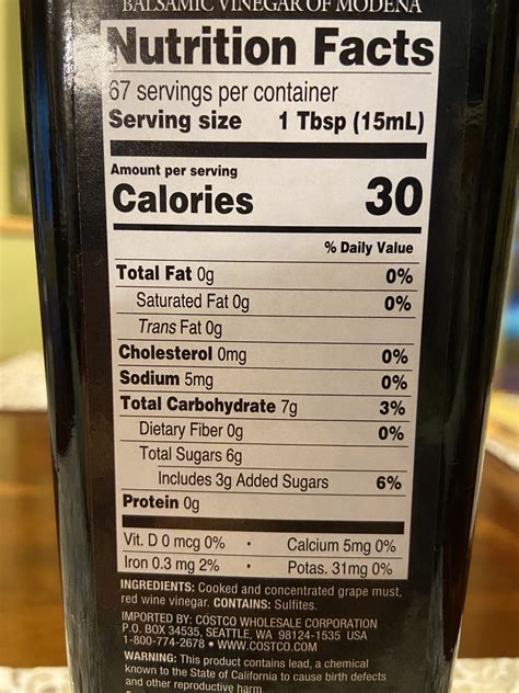 Balsamic Vinegar Nutrition Facts Besto Blog