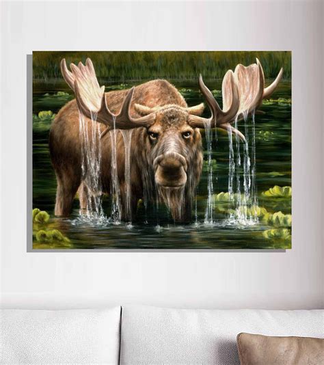 Print on Canvas, Landscape Painting, Moose Art, Wildlife, Personalized ...