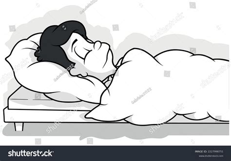 Drawing Sick Boy Lying Bed Cartoon Stock Vector (Royalty Free ...