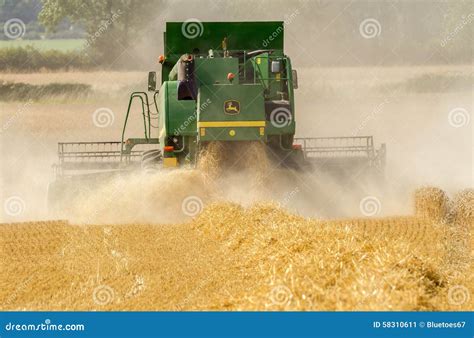 Modern John Deere Combine Harvester Cutting Crops Editorial Photo