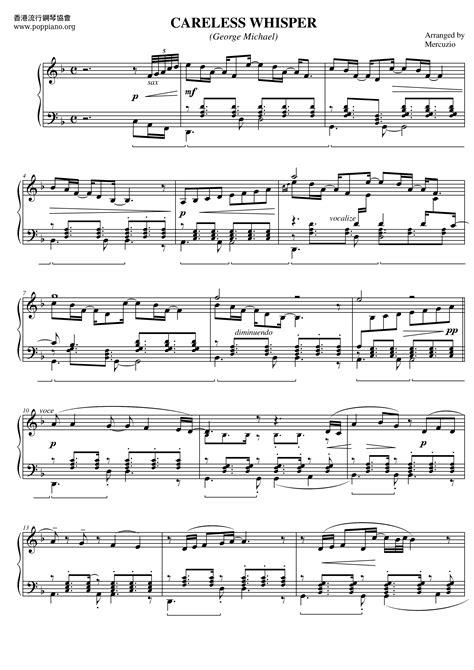 George Michael Careless Whisper Sheet Music Pdf Free Score Download ★