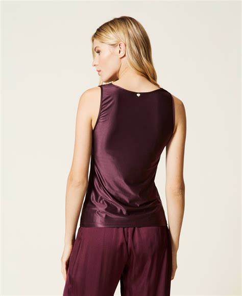 Lace And Satin Lingerie Top Woman Purple TWINSET Milano