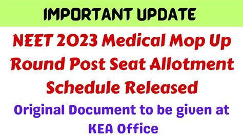 Neet 2023 Mop Up Round Post Seat Allotment Schedule Mop Up Round