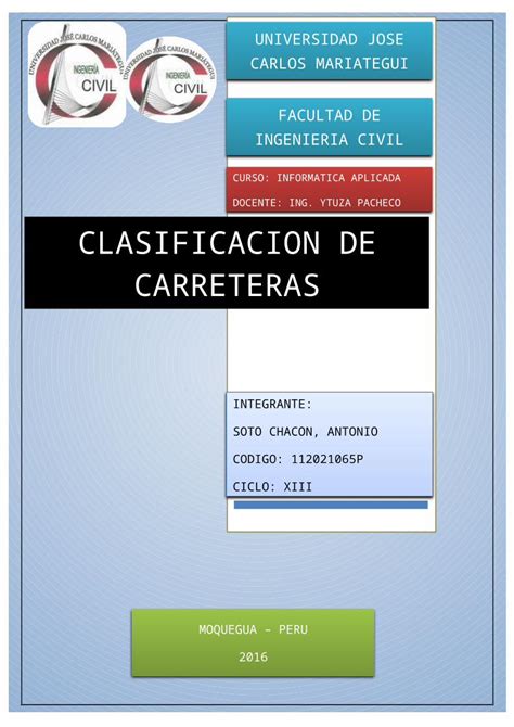 DOCX Informe Clasificación de Carreteras DOKUMEN TIPS