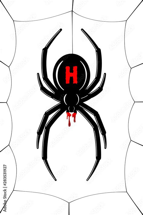 Spider Black Widow Cobweb Red Black Spider 3d Spiderweb Isolated White Background Scary