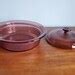 Vintage Corning Visions Large Cranberry Casserole Dish With Lid 1 5 Qt